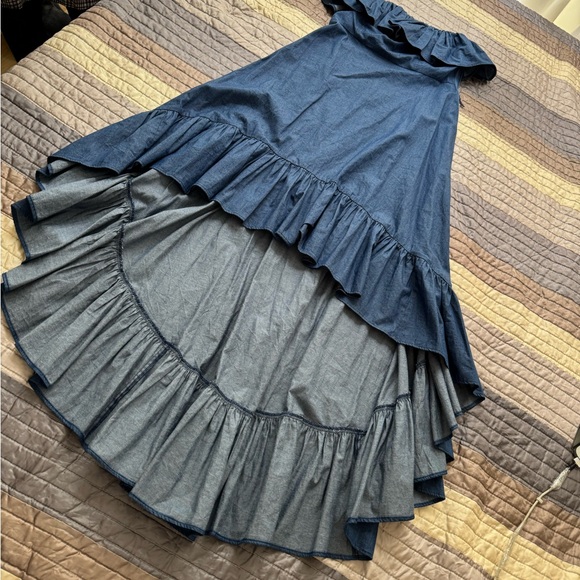 Denim Ruffled High-Low Dress - Picture 3 of 6